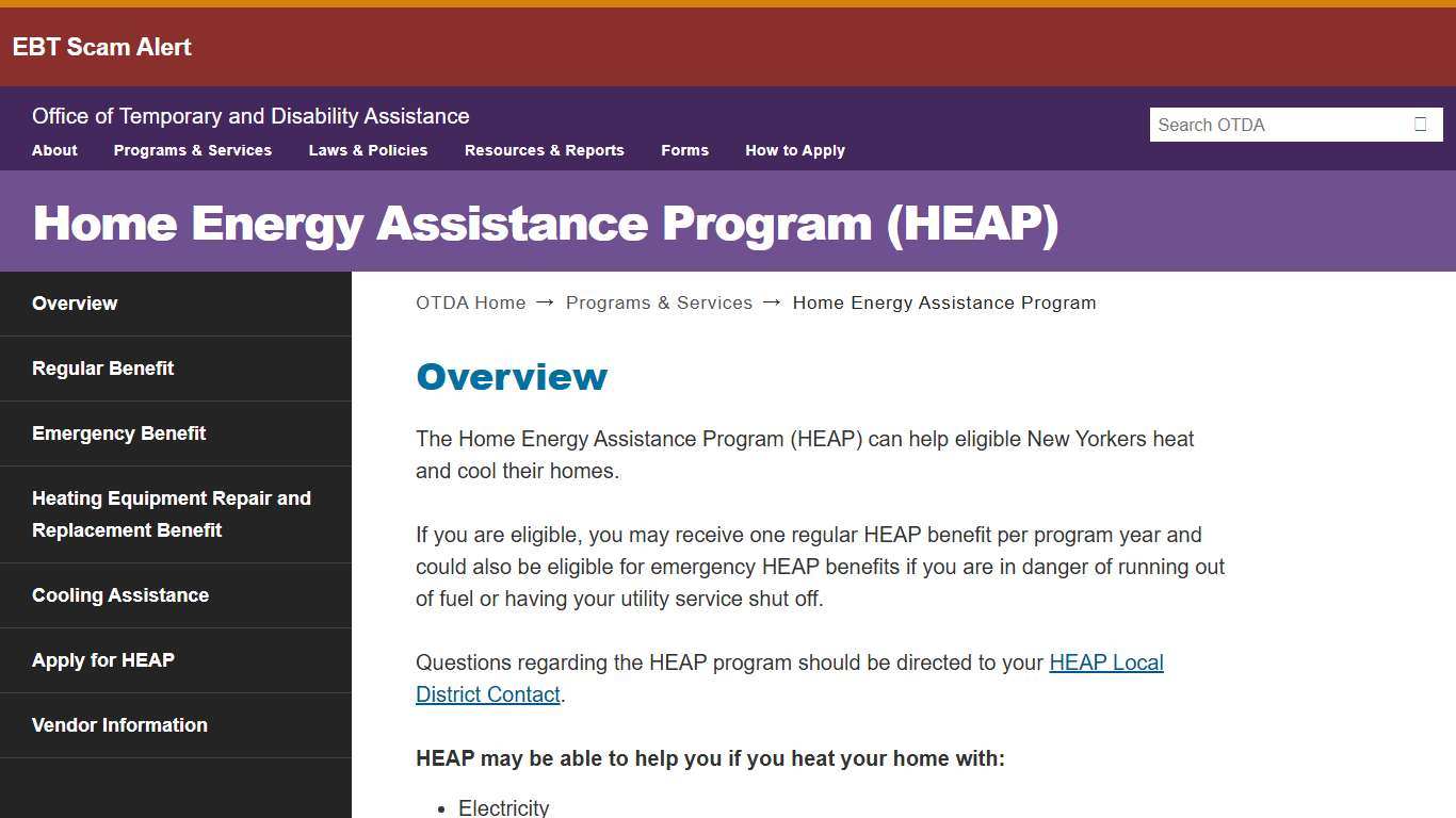 Home Energy Assistance Program (HEAP) OTDA