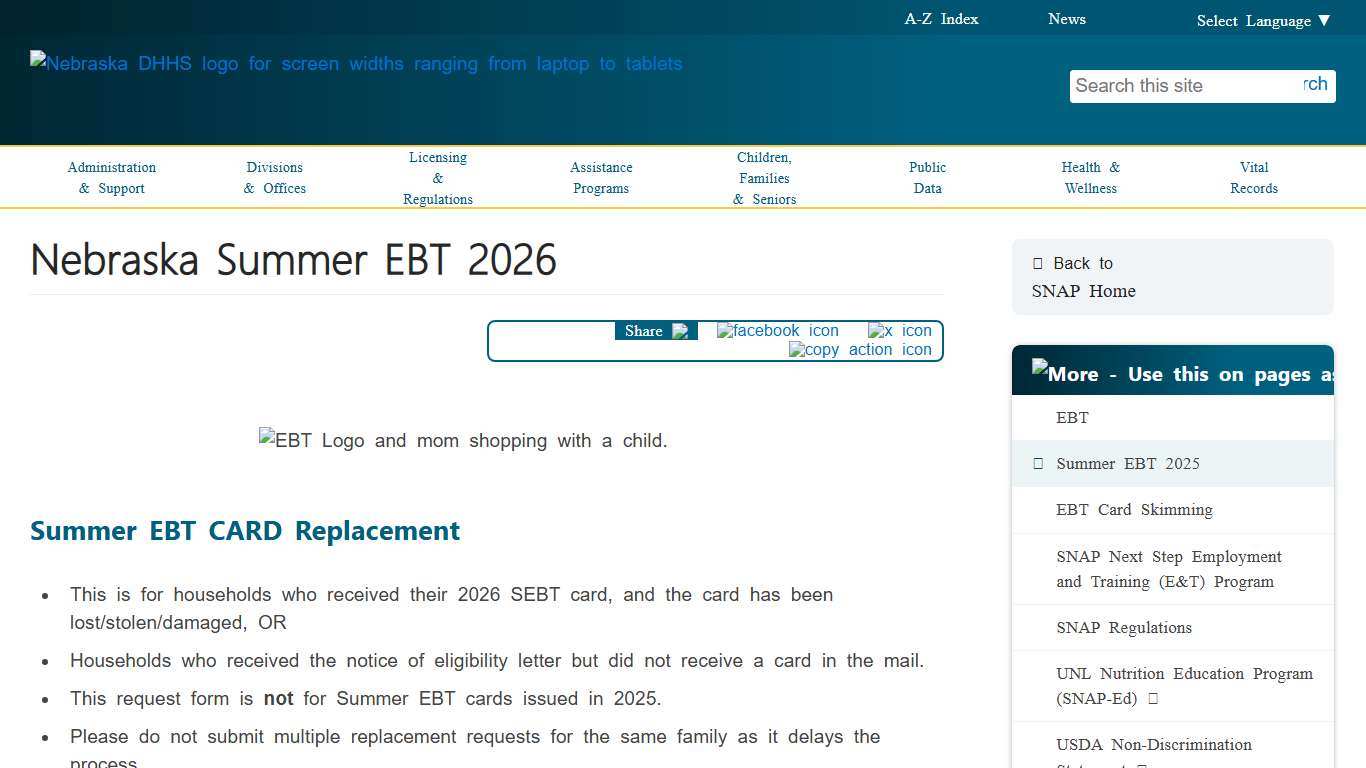 Nebraska Summer EBT 2026